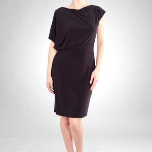 NWT Size 10 Joseph Ribkoff Black Ruched Blouson Asymmetric Sleeve Dress 173010